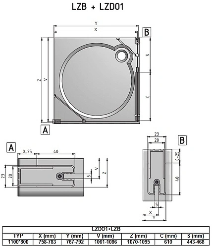 Душевое ограждение 1100x800мм прозрачное стекло Roltechnik Lega Lift Line LZDO1+LZB/1100*800 226-1100000-00-02+228-8000000-00-02