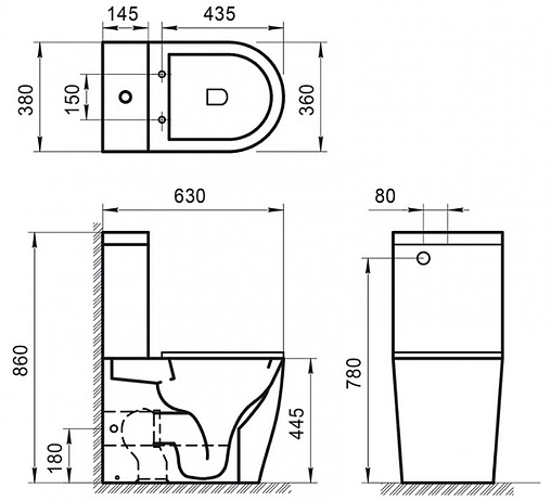 Унитаз-компакт безободковый BelBagno Etna белый BB2157CPR+BB2157T