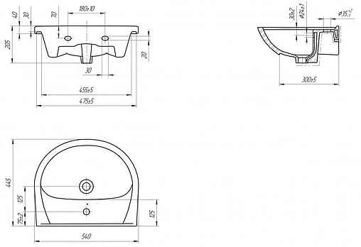 Раковина Cersanit Erica 55 белый S-UM-ERI55/1-w