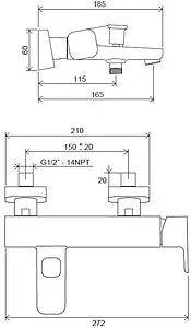 Смеситель для ванны Ravak 10° Free хром X070131, 2