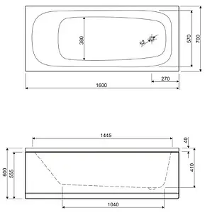 Ванна акриловая Cezares Eco 160x70, 2