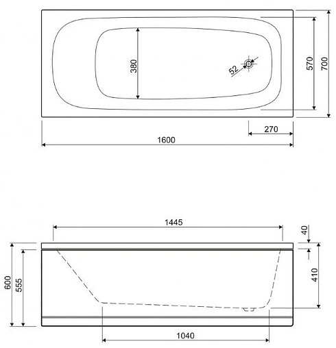 Ванна акриловая Cezares Eco 160x70