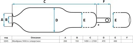 Мембрана для гидроаккумулятора SeFa 1000 LT-150-200 AR проходная F0A0245