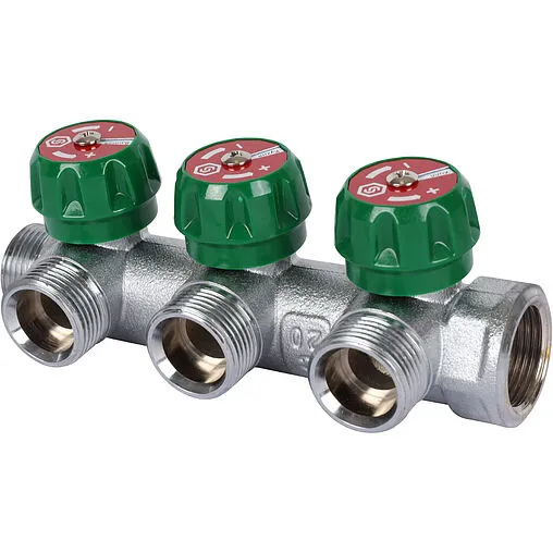 Коллектор регулирующий проходной 3 отвода ¾&quot;в/н x ¾&quot;ек Stout SMB-6850-343403