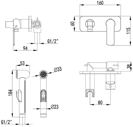 Гигиенический душ со смесителем Lemark Plus Grace хром LM1519C