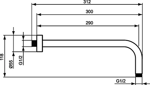 Держатель верхнего душа на стену Ideal Standard IdealRain хром B9444AA