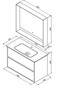 Тумба-умывальник подвесная Aquanet Милан 100 чёрный глянец 00269299+00254365, 2