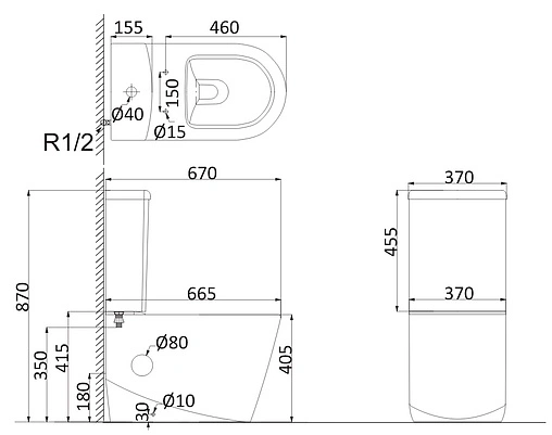Унитаз-компакт безободковый Creo Ceramique Rennes белый RE1002R+RE1003+RE1001T Унитаз-компакт безободковый Creo Ceramique Rennes белый RE1002R+RE1003+RE1001T