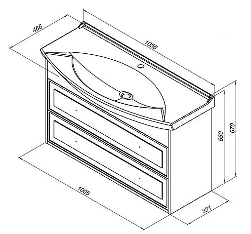Тумба под умывальник Aquanet Остин 105 белый/дуб кантербери 00252674