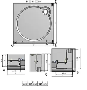 Душевое ограждение 800x800мм прозрачное стекло Roltechnik Exclusive Line ECDO1N+ECDBN/800*800 black elox 562-8000000-05-02+563-8000000-05-02 Душевое ограждение 800x800мм прозрачное стекло Roltechnik Exclusive Line ECDO1N+ECDBN/800*800 black elox 562-8000000-05-02+563-8000000-05-02, 2