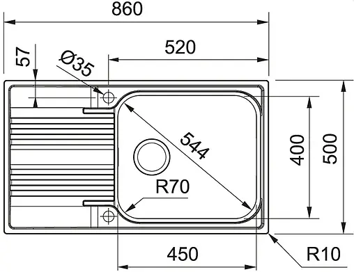Мойка кухонная Franke Smart SRX 611-86 XL нержавеющая сталь 101.0368.321