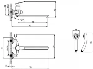 Смеситель для ванны с длинным изливом Lemark Partner хром LM6557C Смеситель для ванны с длинным изливом Lemark Partner хром LM6557C, 2