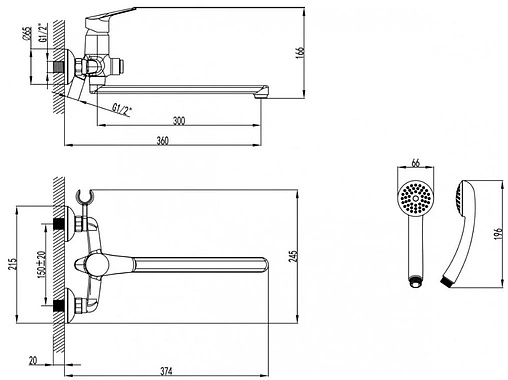 Смеситель для ванны с длинным изливом Lemark Partner хром LM6557C