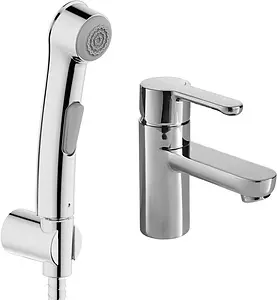 Смеситель для раковины с гигиеническим душем Bravat Stream хром F13783C-3 Смеситель для раковины с гигиеническим душем Bravat Stream хром F13783C-3, 1