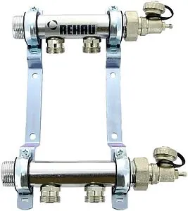 Группа коллекторная распределительная 2 отвода 1&quot;н/н x ¾&quot;ек Rehau HLV 11102021001, 1