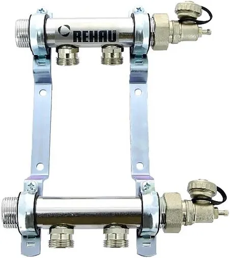 Группа коллекторная распределительная 2 отвода 1&quot;н/н x ¾&quot;ек Rehau HLV 11102021001