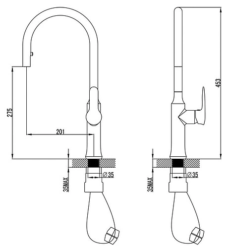 Смеситель для кухни с выдвижным изливом SMARTsant хром SM134037AA
