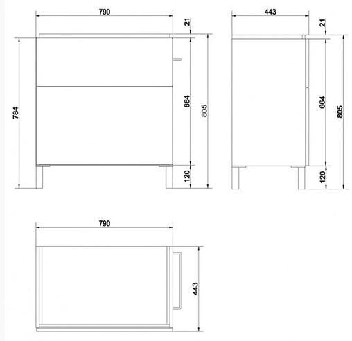 Тумба под умывальник Cersanit Smart 80 белый/ясень B-SU-SMA-CO80/Wh