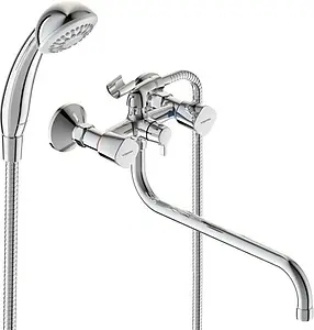 Смеситель для ванны с длинным изливом Vidima Quadro хром BA346AA Смеситель для ванны с длинным изливом Vidima Quadro хром BA346AA, 1