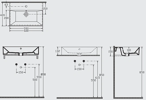 Тумба-умывальник напольная ISVEA Ferro 60 чёрный 29FES004060I