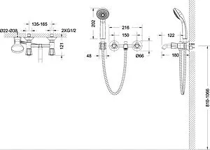 Смеситель для ванны Bravat Duo хром F6133186CP-B-RUS, 2