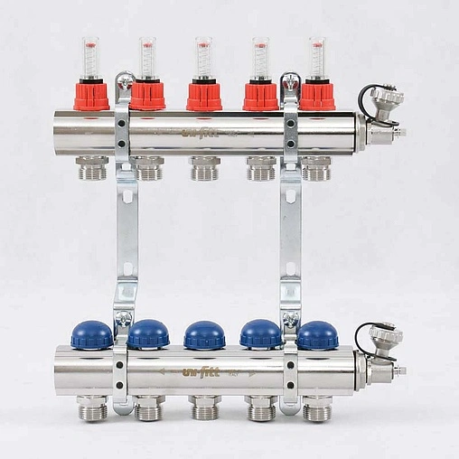 Группа коллекторная с расходомерами 5 отводов 1&quot;в/в x ¾&quot;ек Uni-fitt 440E4305