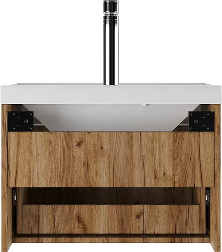 Тумба под умывальник подвесная Айсберг Ева 60 белый/дуб вотан DA5906T