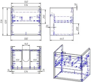 Тумба-умывальник подвесная Cersanit Louna 60 белый/дуб Эврика 64070+ Тумба-умывальник подвесная Cersanit Louna 60 белый/дуб Эврика 64070+, 2