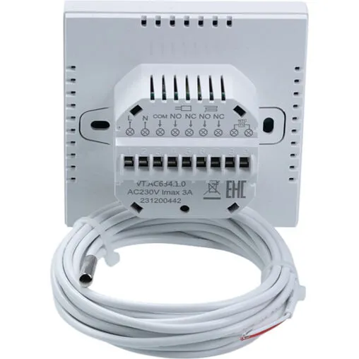 Проводной комнатный терморегулятор двухконтурный НО/НЗ 230В Valtec белый VT.AC634.1.0