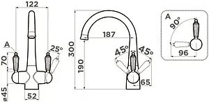 Смеситель для кухни с подключением к фильтру Omoikiri Okinawa-2-AB античная латунь 4994254, 2