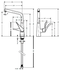 Смеситель для кухни Hansgrohe Metris M71 320 1jet под сталь 14822800, 2