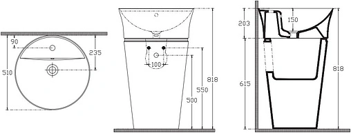 Раковина ISVEA Azur 51 золото/белый 10SYS1002
