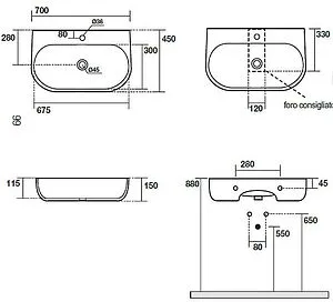 Раковина Kerasan Nolita 70 белый 534201*1 Раковина Kerasan Nolita 70 белый 534201*1, 2