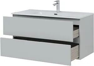 Тумба-умывальник подвесная Aquanet Алвита New 100 серый 00277520+00254365, 5