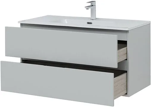 Тумба-умывальник подвесная Aquanet Алвита New 100 серый 00277520+00254365