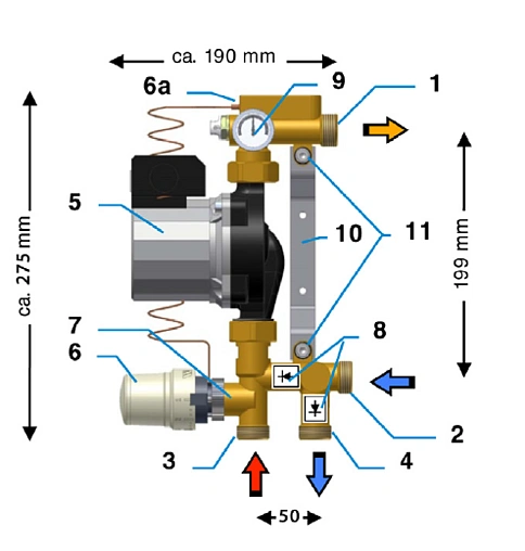 Узел насосно-смесительный с насосом Wilo Star RS 25/6 WATTS FRG3005F 10014993