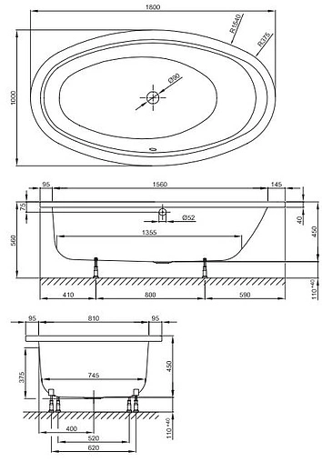 Ванна стальная Bette Home Oval 180x100 белый 8994-000