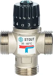 Трехходовой термостатический смесительный клапан 1&quot; +35...+60°С Kvs 1.6 Stout SVM-0020-166025, 2