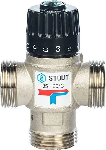 Трехходовой термостатический смесительный клапан 1&quot; +35...+60°С Kvs 1.6 Stout SVM-0020-166025