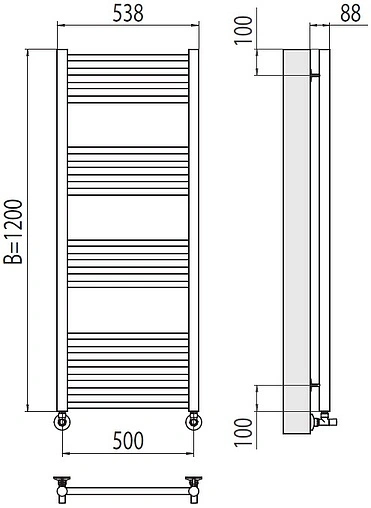 Полотенцесушитель водяной лесенка Terminus Альба П18 500х1200 полированная сталь 4670078530462