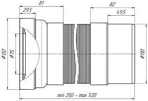 Гофра для унитаза Ани Пласт 250-520мм K711R Гофра для унитаза Ани Пласт 250-520мм K711R, 2