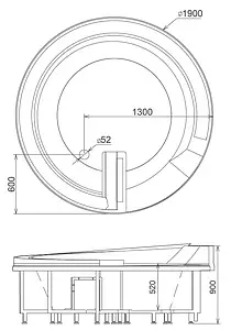 Ванна акриловая с гидромассажем Gemy 190x190 G9090 O Ванна акриловая с гидромассажем Gemy 190x190 G9090 O, 2