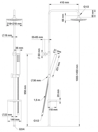 Душевая система без смесителя Swedbe Calypso хром 5066