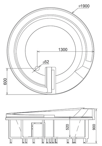 Ванна акриловая с гидромассажем Gemy 190x190 G9090 O
