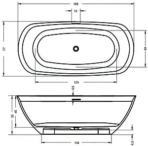 Ванна отдельностоящая из искусственного камня Riho Bilo 165x77 белый B128001105, 2