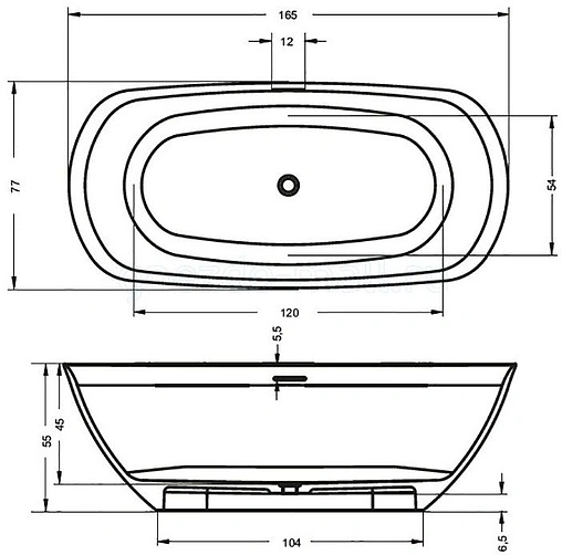 Ванна отдельностоящая из искусственного камня Riho Bilo 165x77 белый B128001105