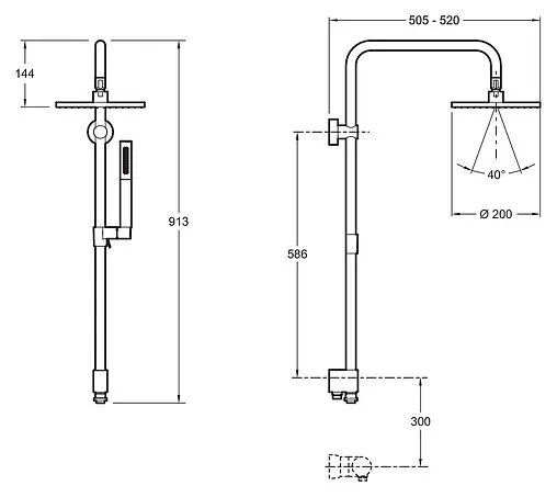 Душевая система без смесителя Jacob Delafon Eo хром/чёрный E11715-CP