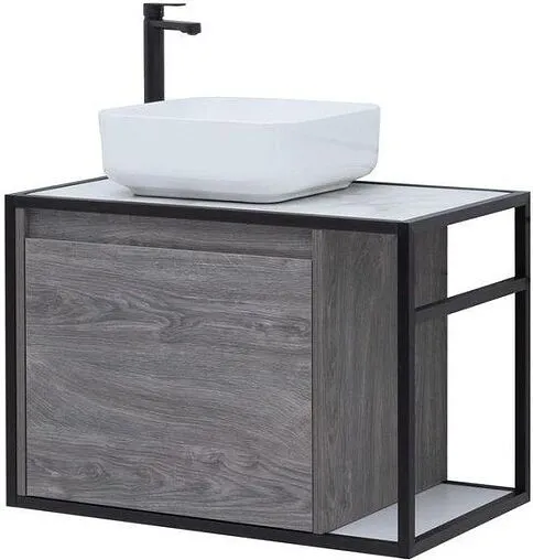 Тумба-умывальник подвесная Aquanet Nova Lite LOFT 75 L дуб рошелье 00261654+