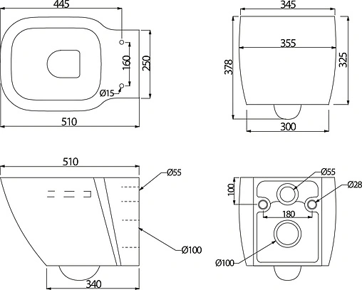 Унитаз подвесной BelBagno Aldina белый BB114CH