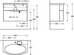 Тумба под умывальник подвесная Kerama Marazzi Riva 80 белый RV.80\WHT.M Тумба под умывальник подвесная Kerama Marazzi Riva 80 белый RV.80\WHT.M, 2